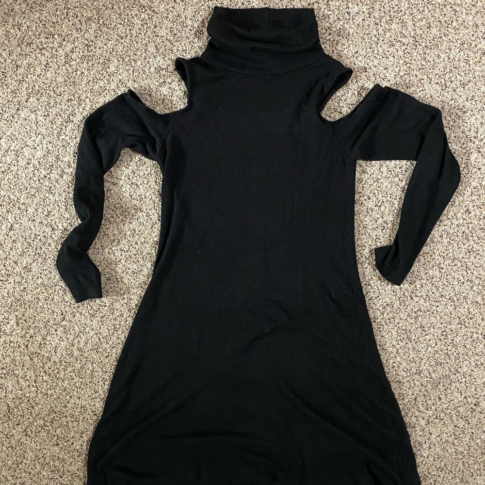 Black Turtleneck Cut-Out Dress